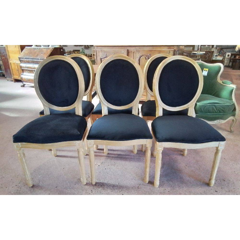 LOT DE 6 CHAISES MÉDAILLON 