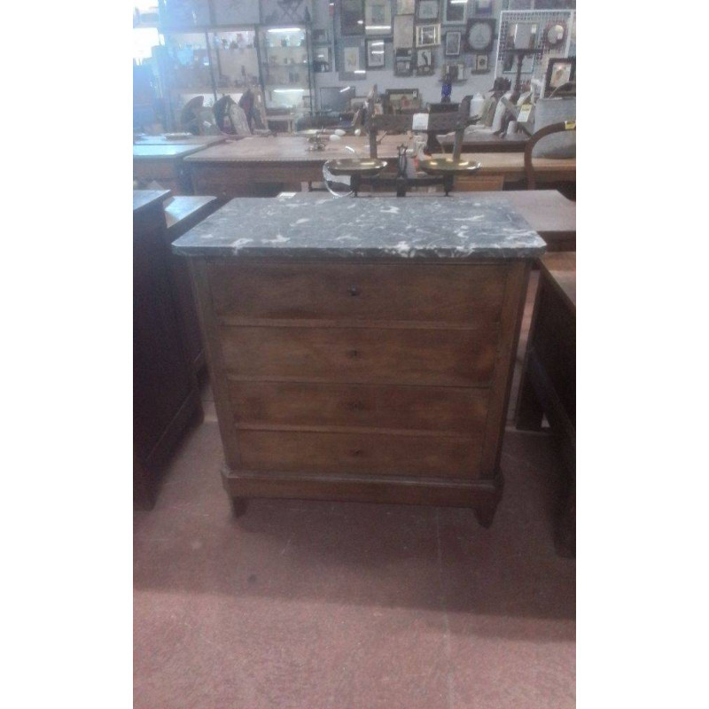 COMMODE ACAJOU DESSUS MARBRE 