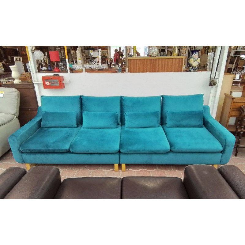 CANAPÉ VELOURS TURQUOISE 