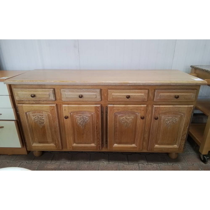 BUFFET BAS CUISINE CHÊNE 4 PORTES 4 TIROIRS 