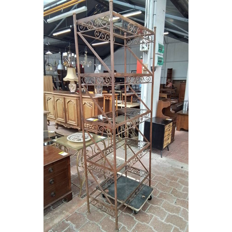 ÉTAGÈRE FER FORGÉ 5 NIVEAUX VERRE