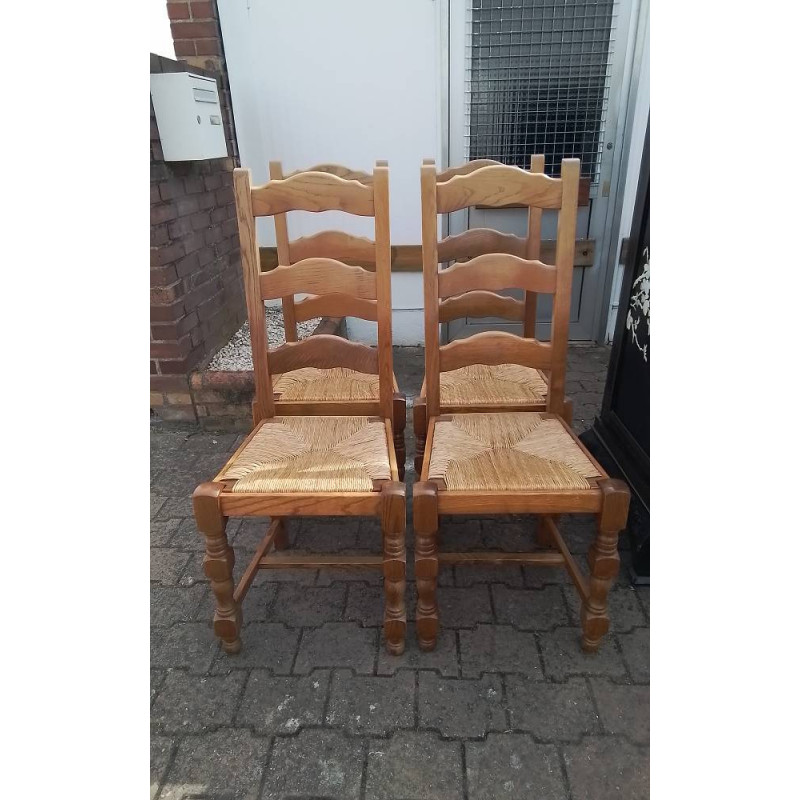 LOT DE 4 CHAISES PAILLÉES