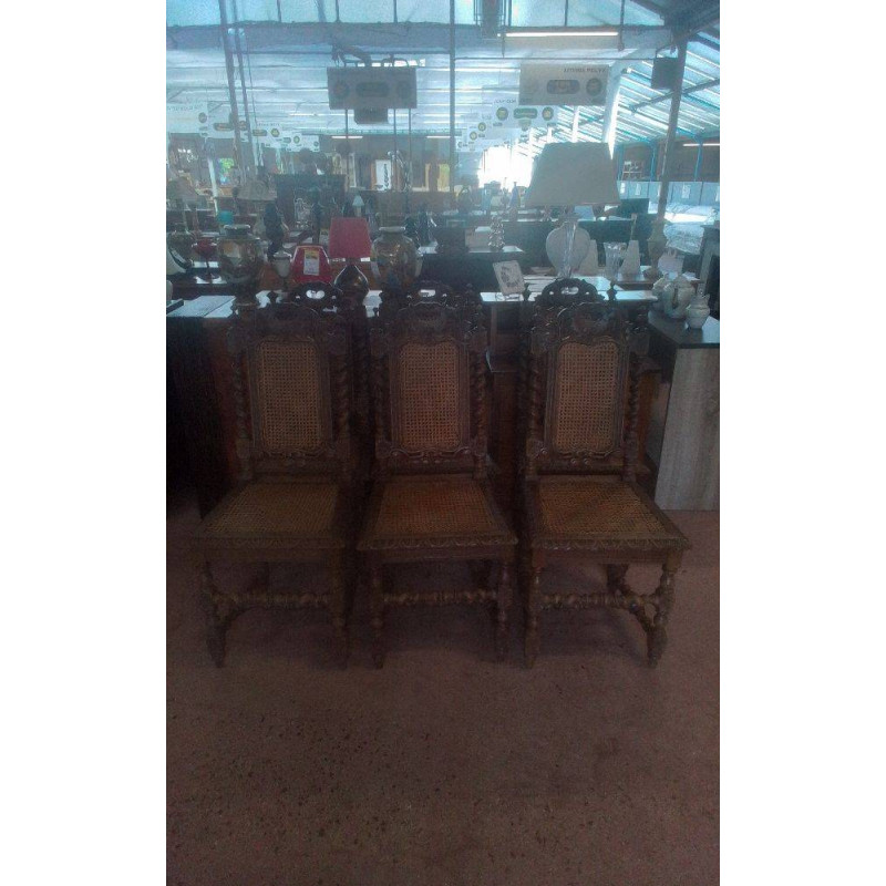 LOT DE 6 CHAISES LOUIS XIII CHENE 