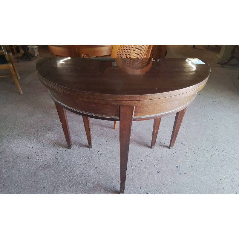 TABLE DEMI-LUNE PLACAGE ACAJOU 