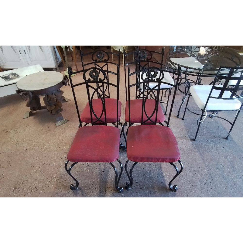 LOT DE 4 CHAISES FER FORGÉ 