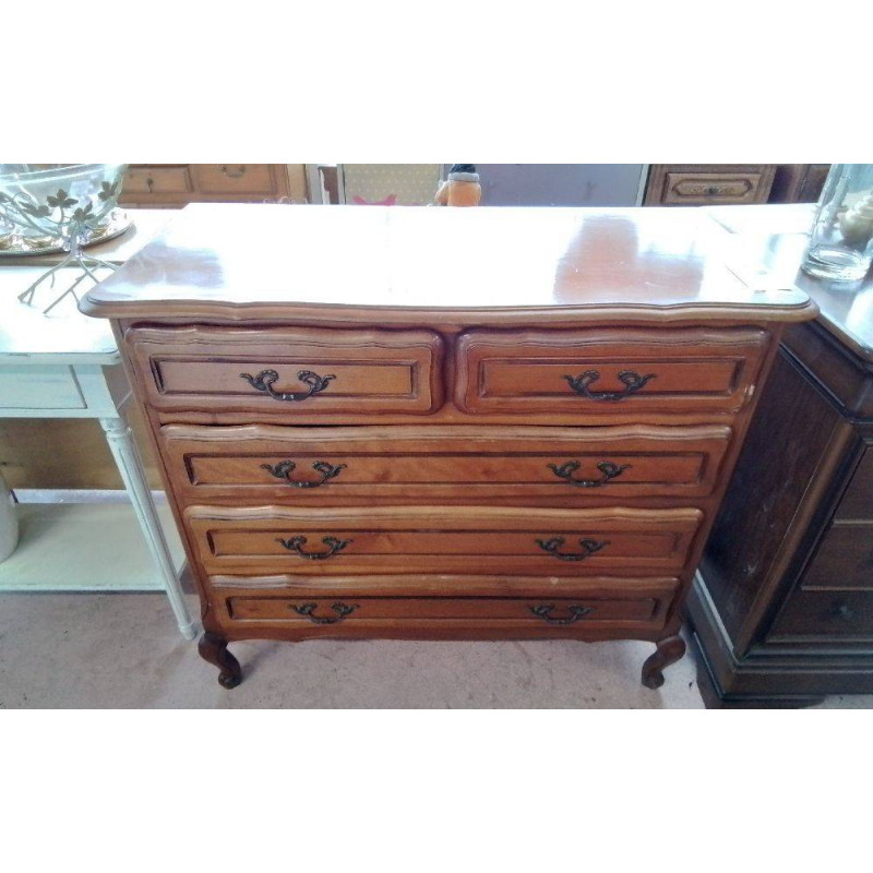 COMMODE MERISIER 5 TIROIRS 