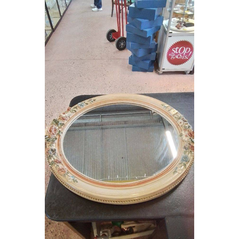 MIROIR OVALE DECOR FLEURS 