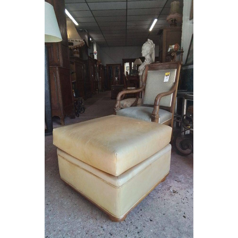 POUF CUIR BEIGE 