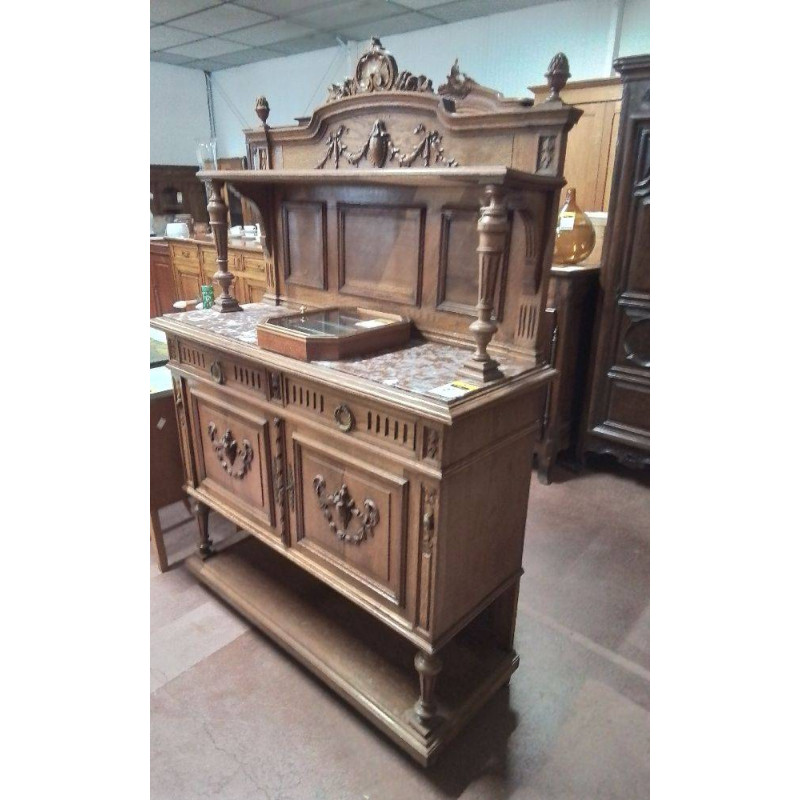 DESSERTE STYLE LOUIS XVI CHENE DESSUS MARBRE 