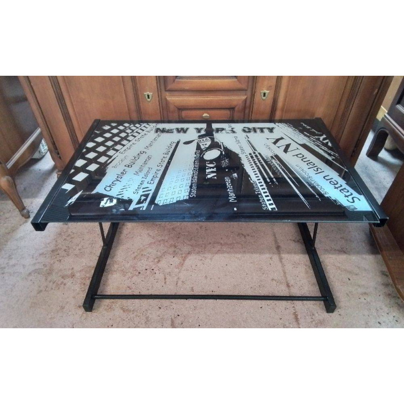 TABLE BASSE MÉTAL ET VERRE